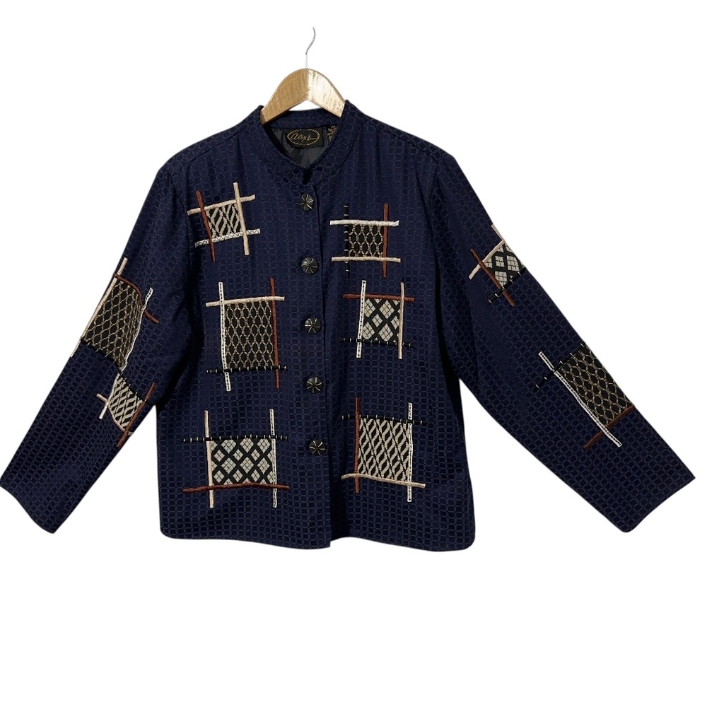Alex Kim Embroidered Jacket Womens Size XL Button Front Unique